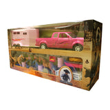Camioneta Ford Lobo Con Remolque Rosa y Barriles Toy