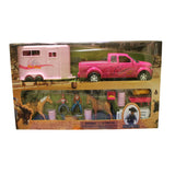 Camioneta Ford Lobo Con Remolque Rosa y Barriles Toy