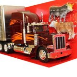 Camion Peterbilt Rojo Con Remolque Ganadero Toy