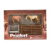 Priefert Farm & Ranch Equipment Corral Con Comedero y Dos Caballos Toy